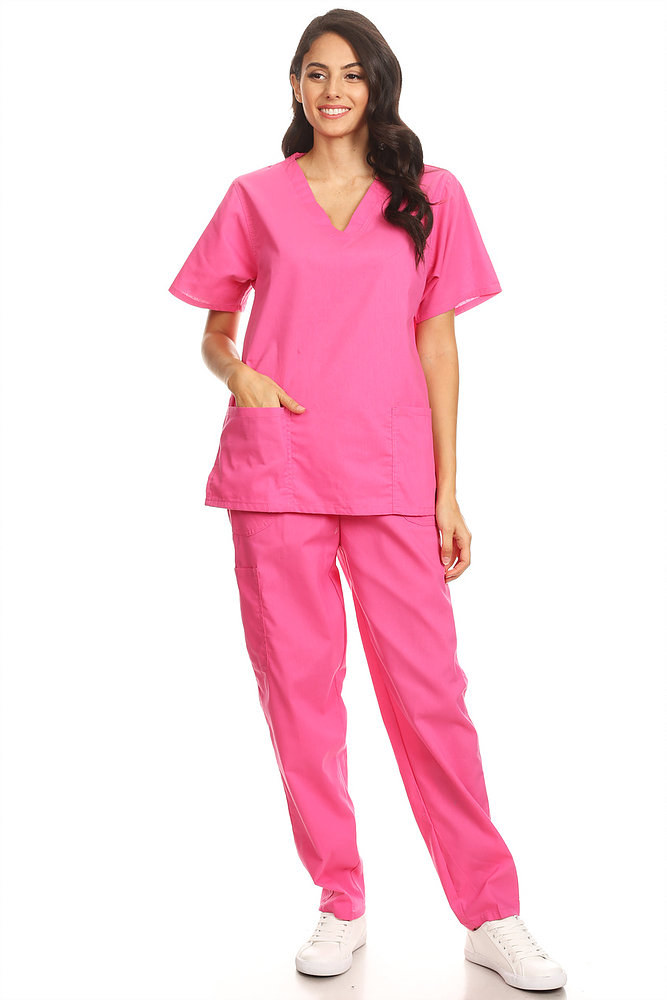 Fashion Brands Group 2602 Women Scrub Sets VNeck Medical Scrubs Draw