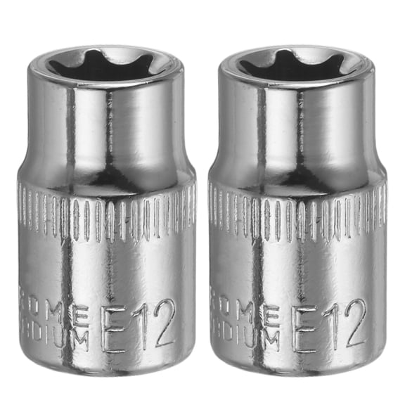 Uxcell 2pcs E-Torx Socket 3/8" Drive E12 External Torx Deep Socket CR-V Star Socket 1.2" Length