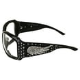 thumbnail image 3 of Rodeo Queen Angel Plus Padded Motorcycle Sunglasses Womens 2 Pair Black Frame Rhinestone Sunglasses w/Silver Wing Accent Clear & Gradient Smoke Lenses, 3 of 9
