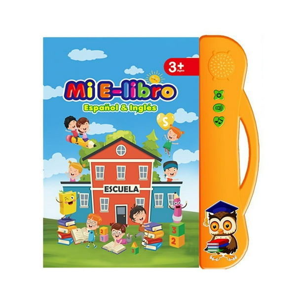 Libro interactivo con tablero de sonido en inglés y español, juguete de lectura educativo temprano Irfora Libro electrónico amarillo