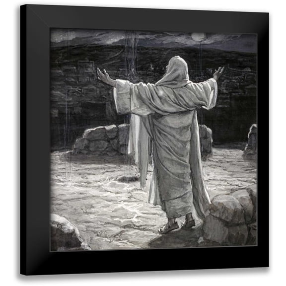 Tissot, James Jacques 12x12 Black Modern Framed Museum Art Print Titled - Christ Going to the Mount of Olives at Night