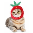 thumbnail image 2 of Chapeau de Chat Rouge Forme de Fruit Chapeau Souple Accessoires Réglables Casque Respirant pour Chats Chiot Animaux de Compagnie Vacances Anniversaire Thème Fête Photo Accessoires, 2 of 5