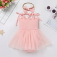 thumbnail image 4 of FYMNSI Baby Girl 1st Birthday Outfit One Year Old Spaghetti Straps Tulle Romper Summer Sleeveless Tutu Dresses with Headband 6-12 Months Strawberry, 4 of 10