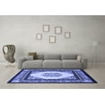 thumbnail image 3 of Ahgly Company Machine Washable Indoor Square Persian Blue Traditional Area Rugs, 6' Square, 3 of 4