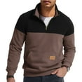 thumbnail image 2 of Lorytime Mens Sweatshirts with Pockets Color Block Pullover Mock Neck Half Zipper Long Sleeve Tops Outerwear Brown S, 2 of 7