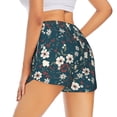 thumbnail image 3 of Vsdgher Vintage Floral Print Women's Running Double Layer Shorts High Waisted with Pockets Elastic Yoga Workout Athletic Gym Sports, 3 of 8