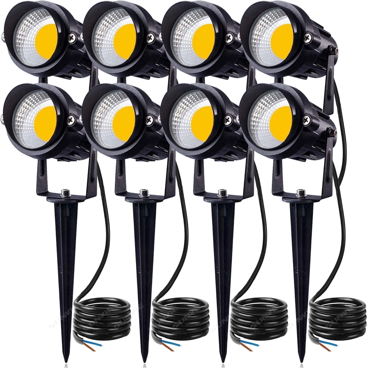 SUNVIE 12W LED Landscape Lights Low Voltage Pathway Lights Outdoor Warm White Spotlights, 8 Pack