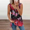 thumbnail image 1 of Ropa de mujer con cuello en V rosa cremallera chaleco camiseta sin mangas de mujer Eccomum Mariposa-Rojo M, 1 of 4
