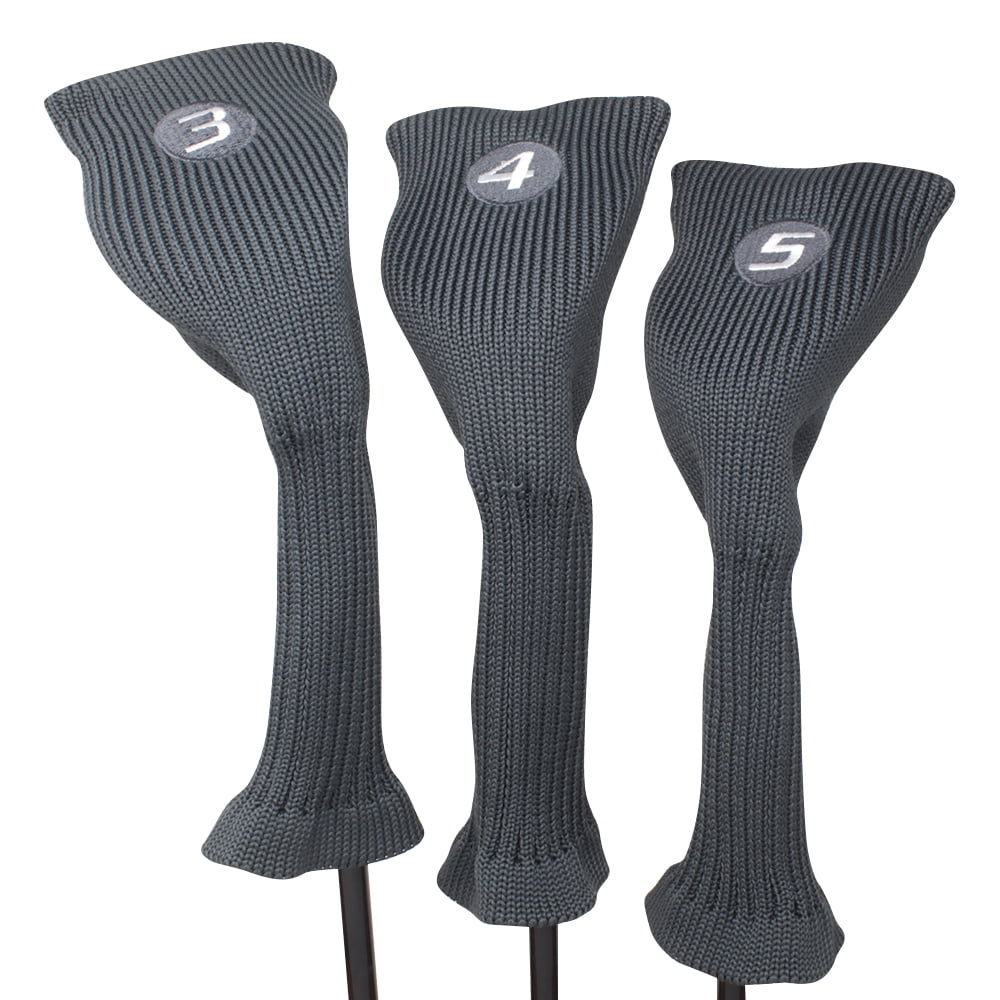 Majek All Hybrid Golf Club Gray Headcover Set 3-5. Neoprene Acrylic