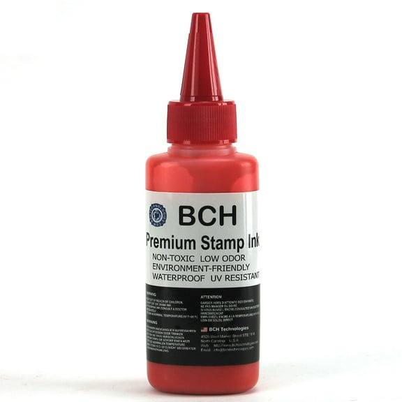 BCH 2.5 oz Red Premium Stamp Ink for Self-Inking Stamps/Pads - 1 bottle OS-STAMPINK-W-RED