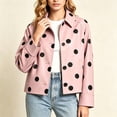 thumbnail image 3 of Lutiedan Women's Polka Dot Cropped Jacket Waterproof Button Front Collared Outerwear Casual Baggy Streetwear Jacket S-3XL, 3 of 8