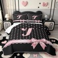 thumbnail image 2 of Manfei Fashion Bow Tie Quilt Full,Initial T ABC Themed Full Bedspread Sets,3pcs,1 Coverlet and 2 Pillowcases, 2 of 7
