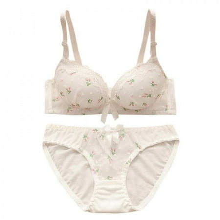 

Deepwonder Print Bow Lace Cotton Bra Sets Women Convertible Push Up Lingerie Bra Underwire Bra & Panty Set Underwear Sets