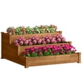 thumbnail image 1 of Outsunny 3-Tier Raised Garden Bed Wooden Planter Kit for Yard & Patio Brown, 1 of 10