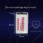 Tenergy 9V Lithium Battery, 1200mah 10 Years Shelf Life, 2 Pack - [Non-Rechargeable]