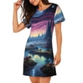thumbnail image 2 of Naloa Fantasy Landscape Starry Night Print Women Nightgowns,Womens Loungewear,Short Sleeve Sleepwear,Comfy Ladies Nightdress, 2 of 6