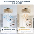 thumbnail image 4 of 19.9" Ceiling Fans with 4 LED bulbs Remote Control, Beige Farmhouse Rustic Style Indoor Ceiling Fan for Home & Kitchen, 4 of 8