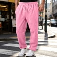 thumbnail image 2 of Men's Baggy Cargo Sweatpants Straight Wide Leg Open Bottom Drawstring Elastic Waist Cargo pants Workout Athletic Joggers Sweat Pants with pockets Pink XL, 2 of 9