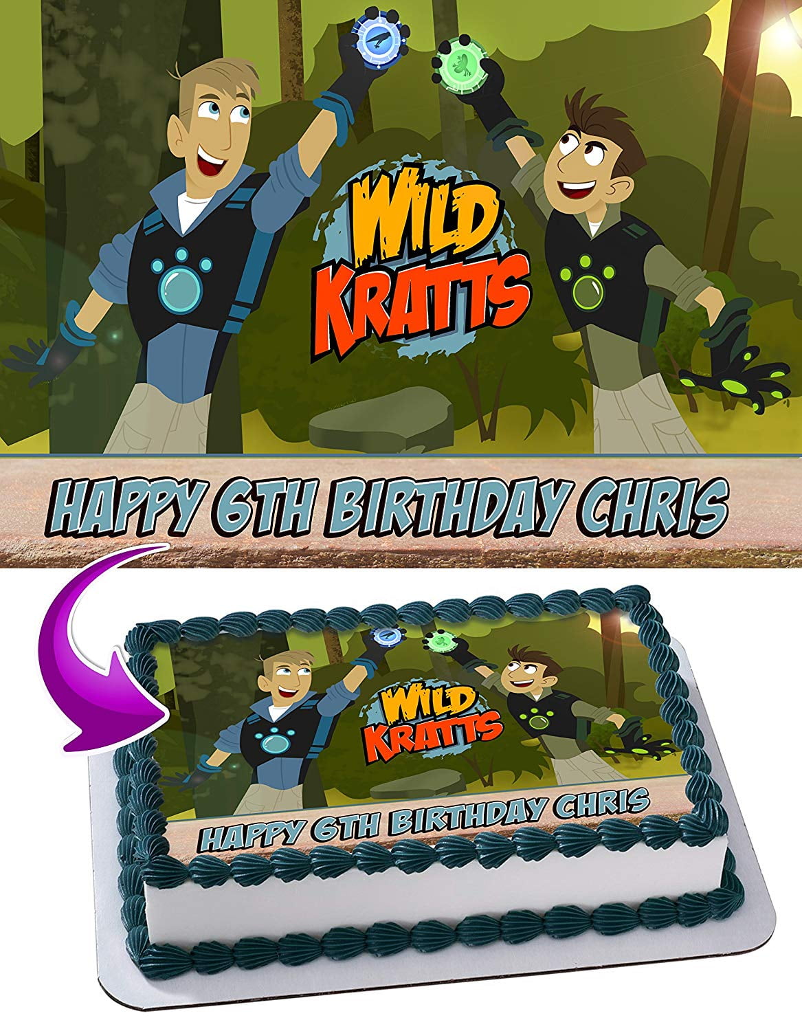 Wild Kratts Edible Icing Image for 6 Round Cake by Whimsical Practicality