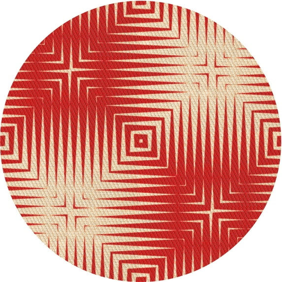 Ahgly Company Indoor Round Patterned Red Area Rugs, 7' Round