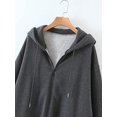 thumbnail image 2 of Women's Zip Up Long Sleeve Oversized Drawstring Hoodie Hooded Sweatshirt,Dark Grey,L, 2 of 6