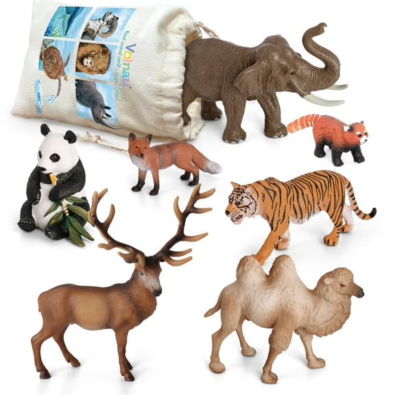 Volnau Animal Figurines Toys VOLNAU 6PCS Asia Animal Figures Preschool Jungle Forest Educational Set