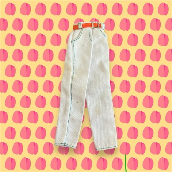1981 WESTERN SKIPPER doll sister white jeans pants Orange Belt Denim