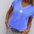 thumbnail image 4 of Camiseta Mujer Cuello en V Manga Corta Top suelto Estampado Chica Verano Top, Azul, 4XL kenally AP001862-47, 4 of 5