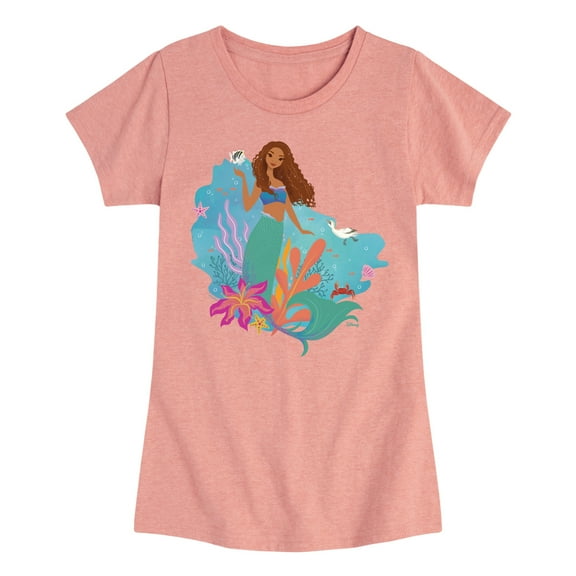 Disney - Ariel in Water  - Toddler & Youth Girls Short Sleeve Graphic T-Shirt