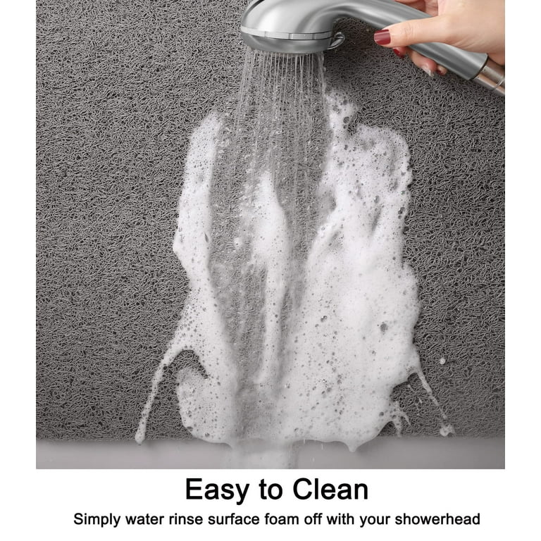 YIYI Guo PVC Non Slip Square Shower Mat 21 x 21 Inches Shower Floor Mat for Bathroom Textured Surface (C01-Dark Grey, 21''x21''), Gray