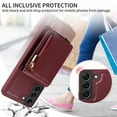 thumbnail image 5 of Feishell for Samsung Galaxy S22 Plus Crossbody Wallet Phone Case with Hand Strap & Shoulder Strap,Premium PU Leather RFID Blocking Card Slots Zipper Pocket Back Purse Kickstand Phone Case,Winered, 5 of 12