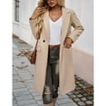 thumbnail image 5 of SWSMCLT Women's Winter Pea Coats Notch Collar Double Breasted Jackets Slim Fit Long Peacoat Fall Top Fashion Thick Knee Length Long Sleeve Apricot Large, 5 of 5