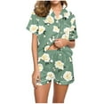 thumbnail image 6 of Mqqzkk Women's Pajamas Sets Short Sleeve Flower Printed Loungewear Sets Short Sleepwear Casual Two Piece Pjs With Chest Pockets 2X-L, 6 of 6