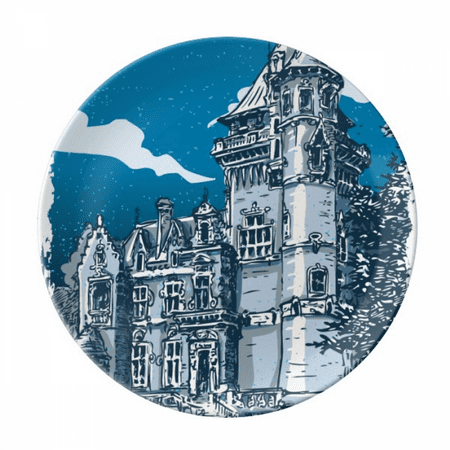 

Old Castle Medieval Knights of Europe Emblem Plate Decorative Porcelain Salver Tableware Dinner Dish