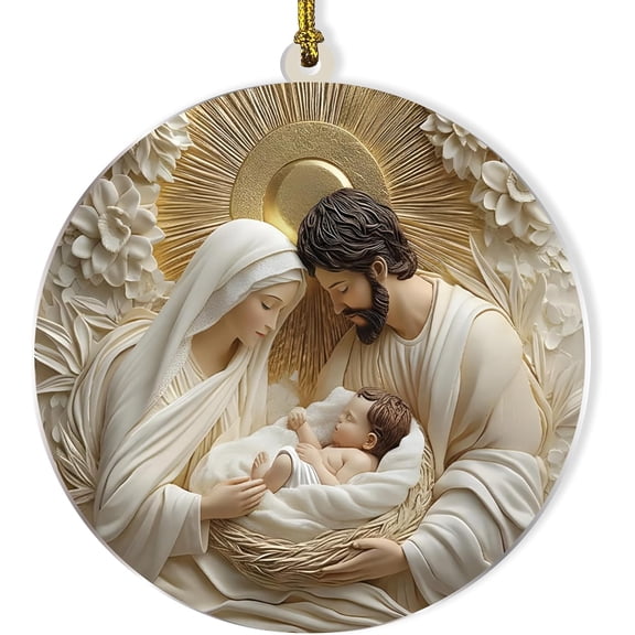 Christmas Nativity Scene Ornament, 3D-Look Acrylic Christmas Tree Nativity Scene Hanging Ornament – The Birth of Jesus Décor, Religious Gifts for Christians & Families undefined