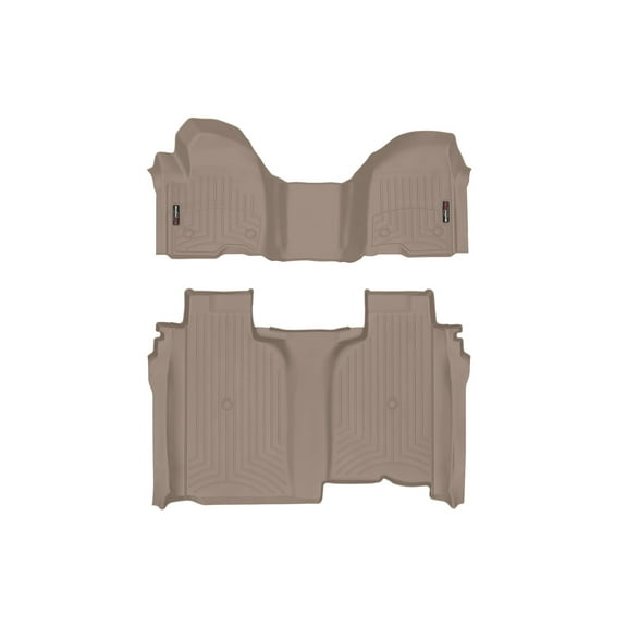 WeatherTech Custom Fit FloorLiners compatible with 4514911-4514365 - 1st Row Over-The-Hump & 2nd Row Tan