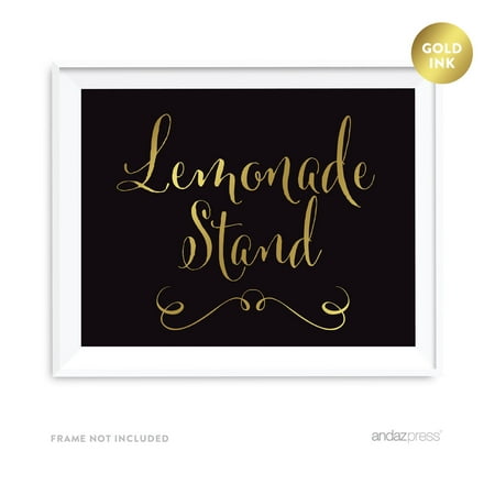 Lemonade Stand Black and Metallic Gold Wedding Signs