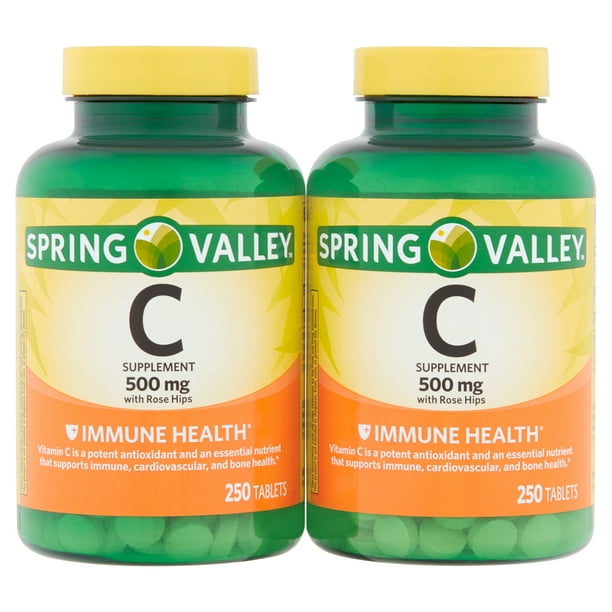 Spring Valley Vitamin C Tablets, 500mg, 250Ct, 2Pk