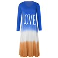 thumbnail image 2 of ITSAME Womens Plus Size Dress, Color Block Casual Loose Long Sleeve Pullover Cotton Long Dress Blue 2XL, 2 of 4