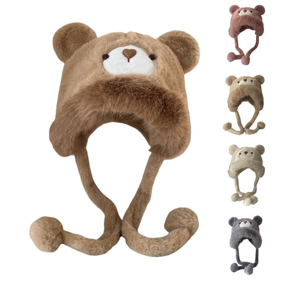 Kids Winter Warm Soft Velvet Animal Print Cute Hat Baby Girls Boys Casual Wear
