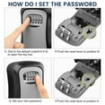 thumbnail image 2 of MesaSe Key Safe Box  Wall Mounted Outdoor Key Lock Box 4 Digit Combination Key Storage Box For Home Indoor Outdoor(Grey), 2 of 7