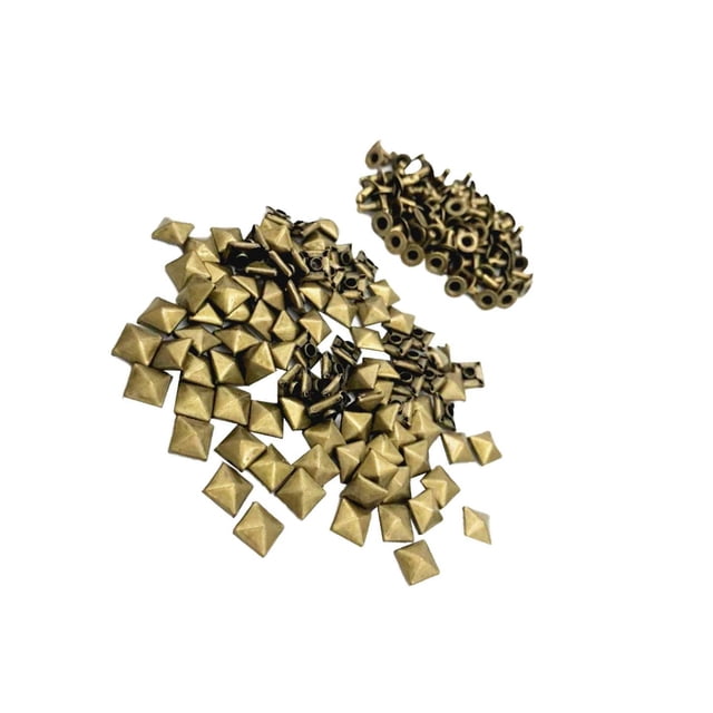 relayinert 100pcs Metal Square Pyramid Rivet Studs Shoes 10mm Clothes For Decor Bags Bronze 7mm