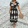thumbnail image 3 of Vestido de Verano de Manga Corta para Mujeres Moda Sexy Tamaño Grande Impresión Plegado Cuello en V, Playa Casual Y Vestido de Fiesta, 3 of 6