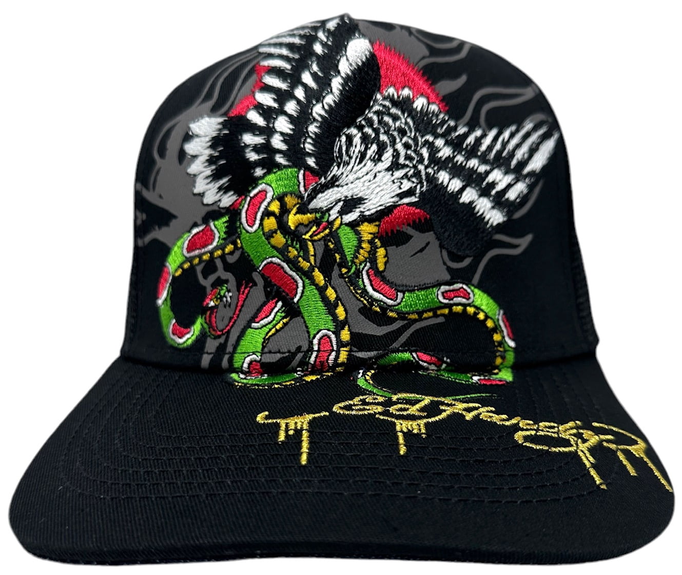 Ed Hardy Trucker Hat Embroidered Tattoo Battle Skull Cream Snapback Mesh Cap Ed Hardy Women main image 4