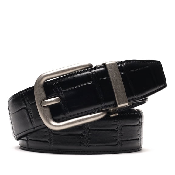 AYAMOTI Men's 1.5-inch Crocodile-Embossed Ratchet Belt, Pin-Buckle Look