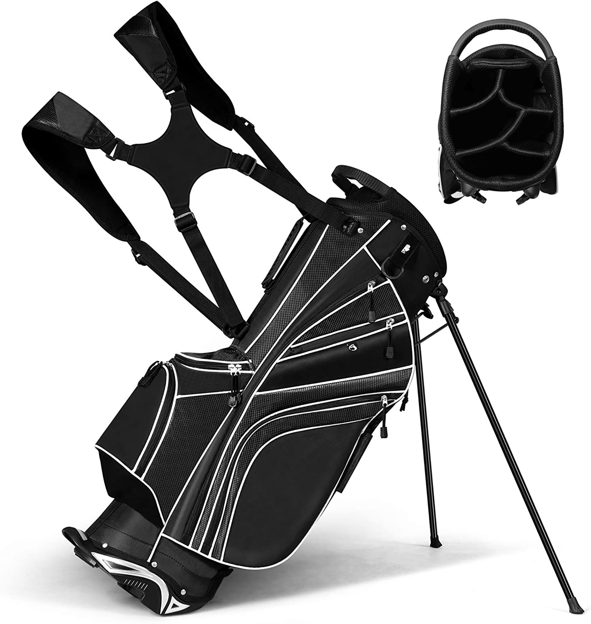 Costway Golf Stand Bag 6-Way Divider Black
