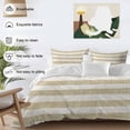 thumbnail image 3 of 3 Piece Cream Striped Duvet Cover Set Queen Size, Microfiber Comforter/Quilt Cover with Corner Ties and 2 Pillowcases, Farmhouse Vintage Brown Stripes All Season Soft Bedding with Zipper Closure, 3 of 8