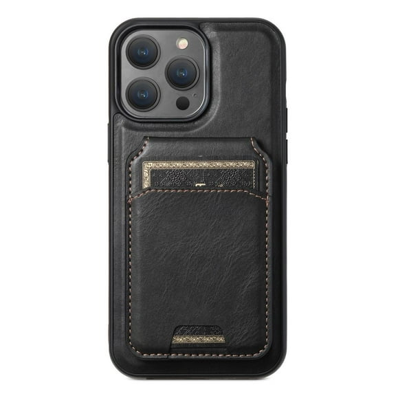 Haobuy for iPhone 15 Pro Max / 15 Ultra Wallet Case Leather Magnetic Magsafe Shockproof Business Case for Men-Black