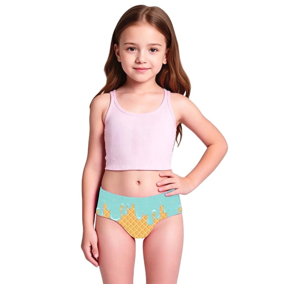 Girls Period Swimwear Two Pieces Bikini Set Bottom Swimwear Ice Print Swimsuit Kids Two Piece Bathing Sun Swim Trunks Rash Guard Swimsuits
