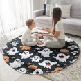thumbnail image 3 of Dark Halloween Ghosts Pumpkins and Stars Round Blanket,Comfortable Soft Flannel Throw Blanket,All Season,Warm Lightweight Blankets for Sofa Bed Couch Living Room Chair 47"x47", 3 of 5